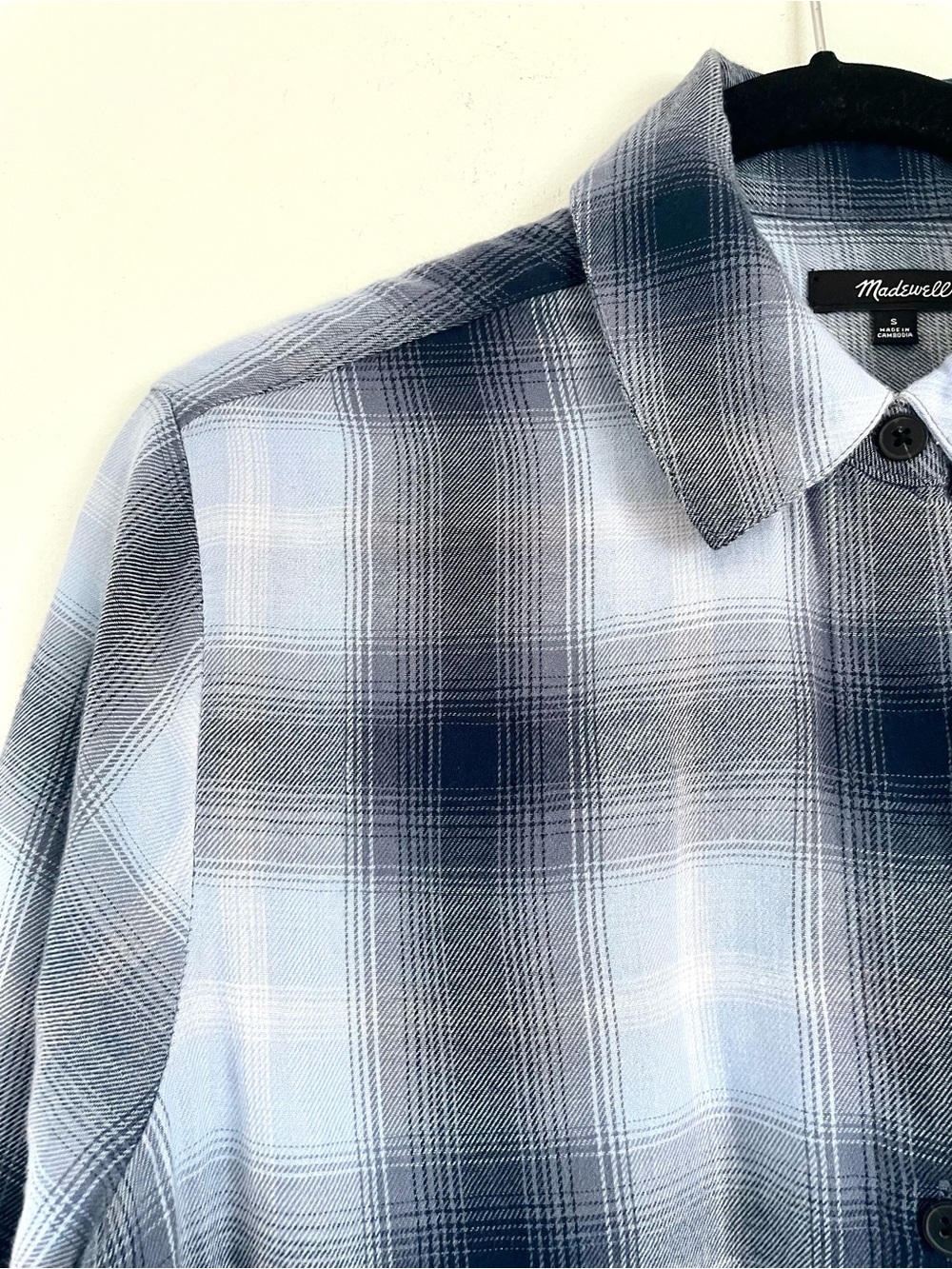 Madewell Easy Y-Neck Button-Up Shirt Size S EUC in Deep Indigo Flannel Comfy - Picture 9 of 15